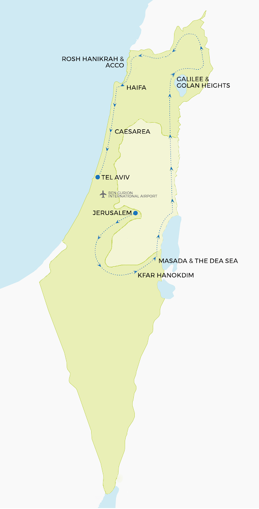 Map of Israel Travel Itinerary