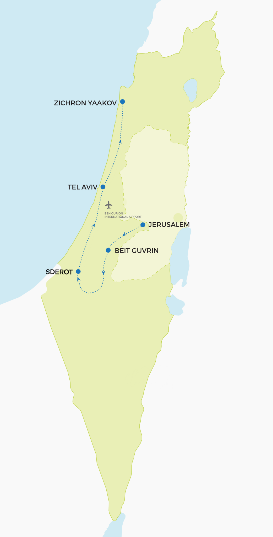 Map of Israel Travel Itinerary