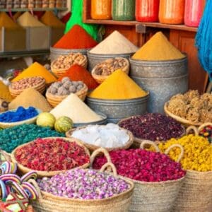 Colorful,Spices,And,Dyes,Found,At,Souk,Market,In,Marrakesh,